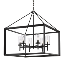 Golden 2073-6 BLK-CLR - Golden Lighting Smyth 6-light Chandelier in Matte Black